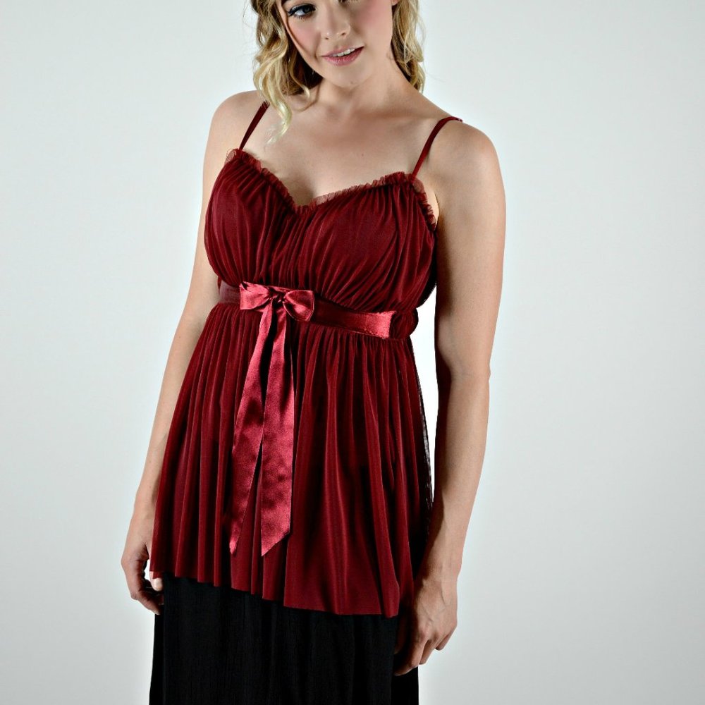 Red baby Doll Top Built In Bra